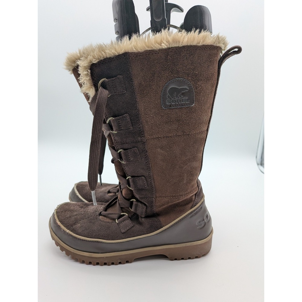 Sorel Tivoli High II Waterproof Winter Boots Brown Suede Faux Fur Size US 8.5